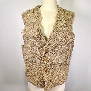 VTG Shearling Vest Curly Persian Lamb Wool Leather Hippie Handmade Boho Western